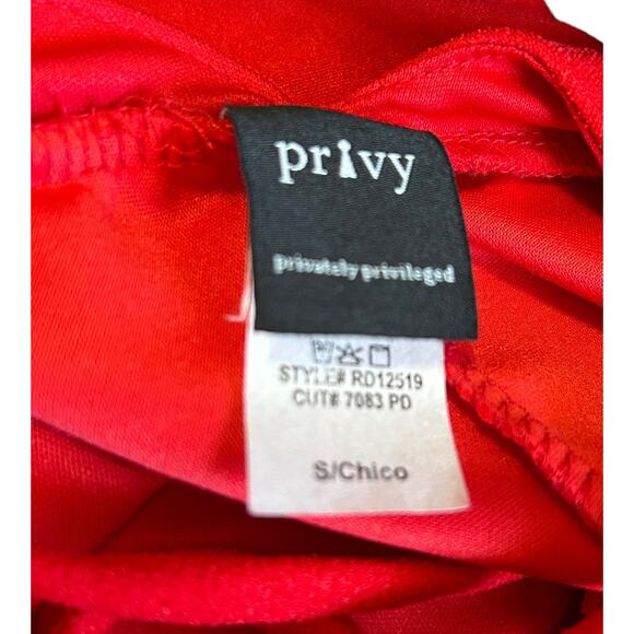 Privy Red High Low Hemline Strappy Cocktail Party Dress Low V Cut Size Small - Picture 2 of 5